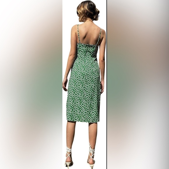 Women's Summer Floral Print Spaghetti Strap Split Thigh Cami Midi Dress Small - Picture 2 of 6